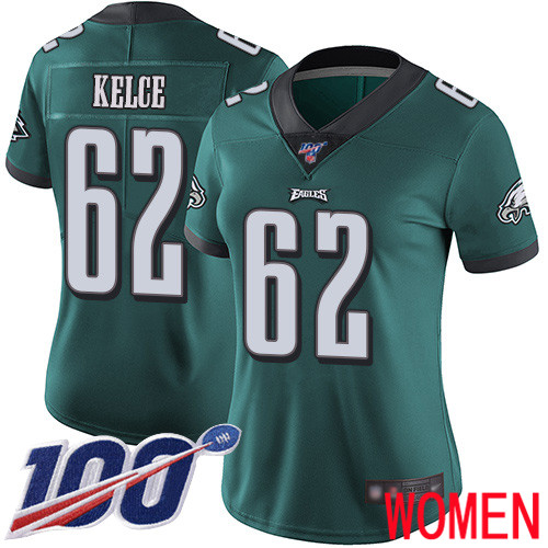Women Philadelphia Eagles #62 Jason Kelce Midnight Green Team Color Vapor Untouchable NFL Jersey Limited1